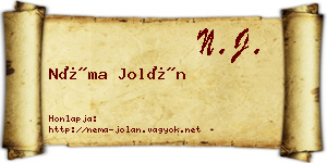 Néma Jolán névjegykártya
